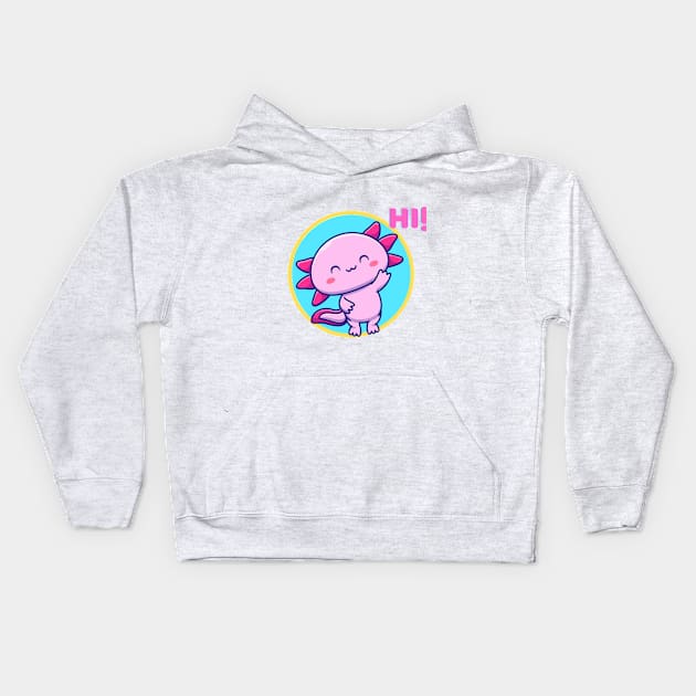 Cute Axolotl Smile Kids Hoodie by MinimalSpace